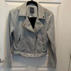 Primark Women's Light Grayish Sage Green Faux Suede Jacket Size 8